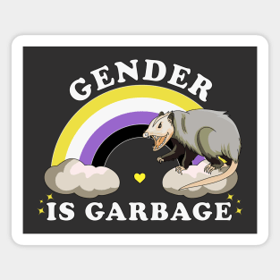 Gender Is Garbage Genderfluid Non-Binary LGBTQ Pride Opossum Magnet